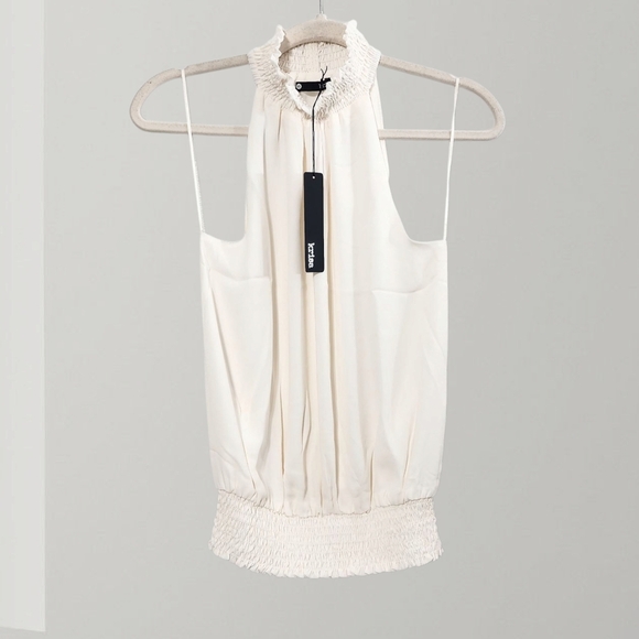 New Revolve x Krisa Smocked Neck Tank In Ivory - Picture 6 of 9